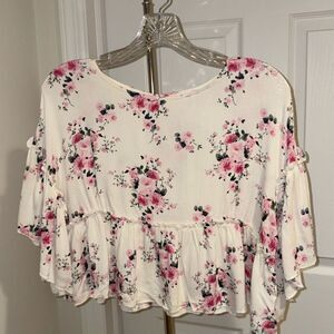 NWT Francesca’s Floral Girls Swing Blouse Size 10